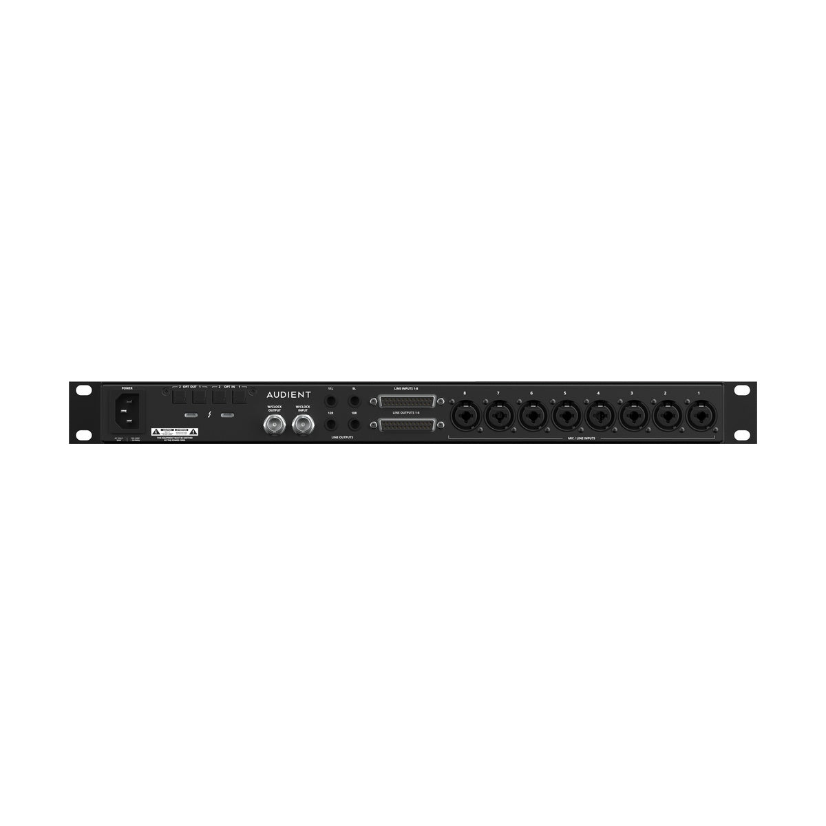 Audient Horizon 8P – Thunderbolt 3 audio interface, rear panel