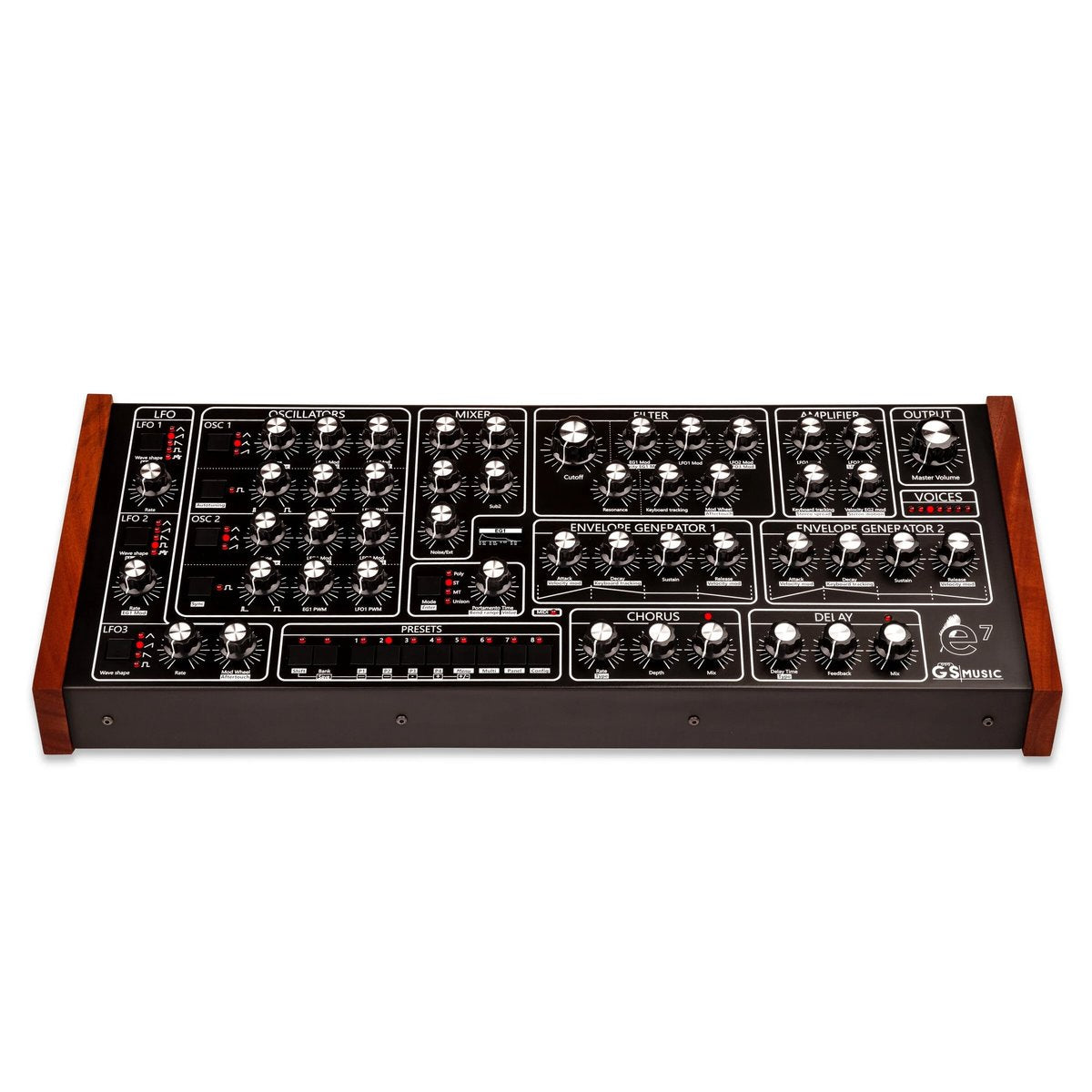 GS Music e7 Analog Polyphonic Synthesizer (Black/Red)