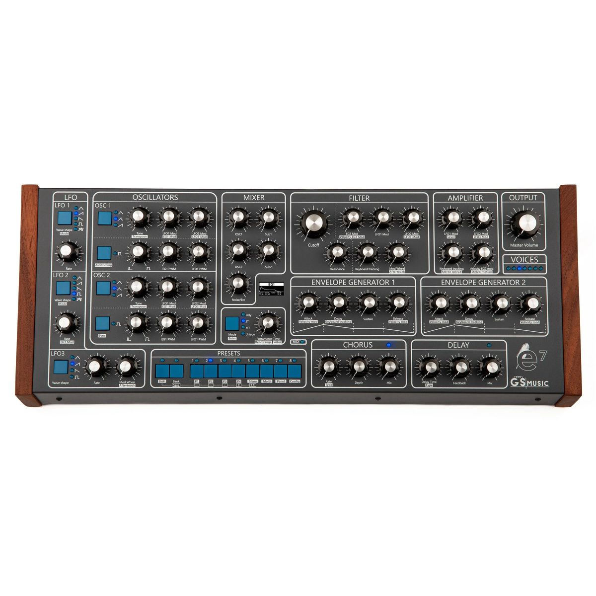 GS Music e7 Analog Polyphonic Synthesizer (Grey)