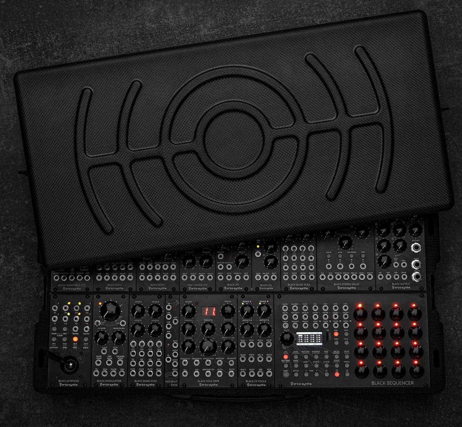 Erica Synths Black System III in Carbon Fiber Travel Case (EU plug)