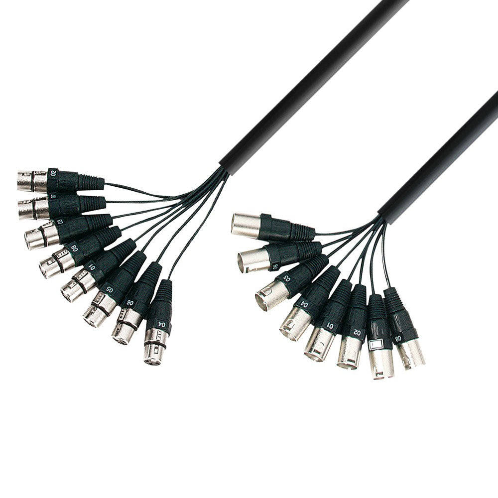Adam Hall Cables K3 L8 MF 0300 – Multicore-Kabel 8 x XLR-Stecker auf 8 x XLR-Buchse, 3 m