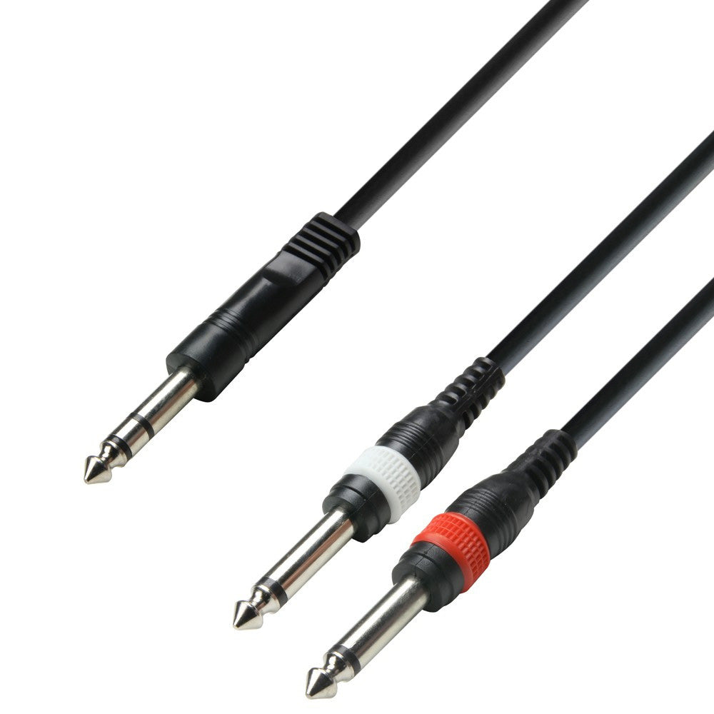 Adam Hall Cables K3 YVPP 0300 - Câble audio Jack 6,3 mm stéréo vers 2 x Jack 6,3 mm mono 3 m