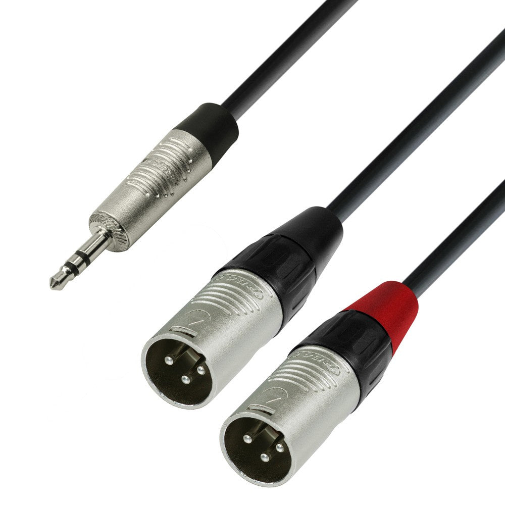 Adam Hall Cables K4 YWMM 0300 - Câble audio REAN Jack stéréo 3,5 mm vers 2 x XLR mâle 3 m