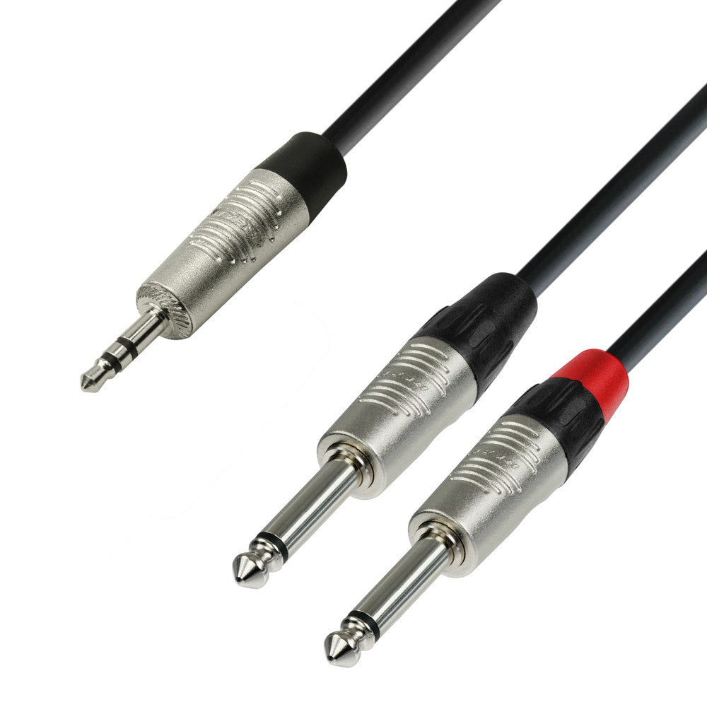 Adam Hall Cables K4 YWPP 0300 - Audiokabel REAN 3,5 mm Klinke Stereo auf 2 x 6,3 mm Klinke Mono 3 m