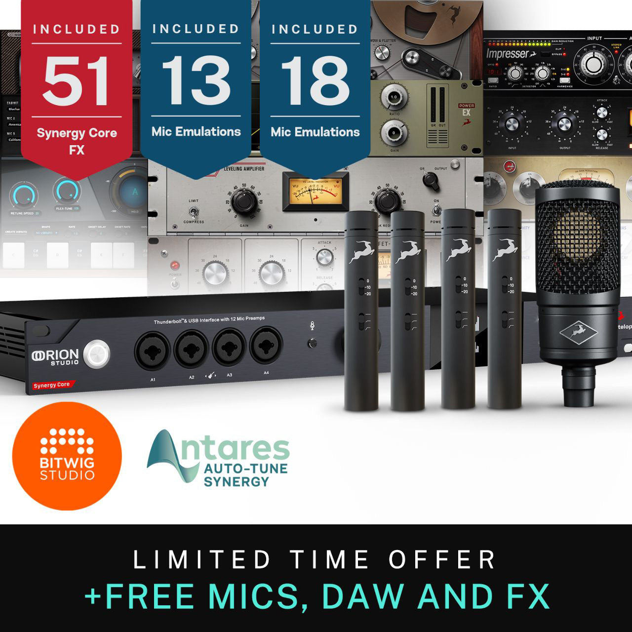 Antelope Audio Orion Studio Synergy Core with 4x Edge Note and 1xSolo